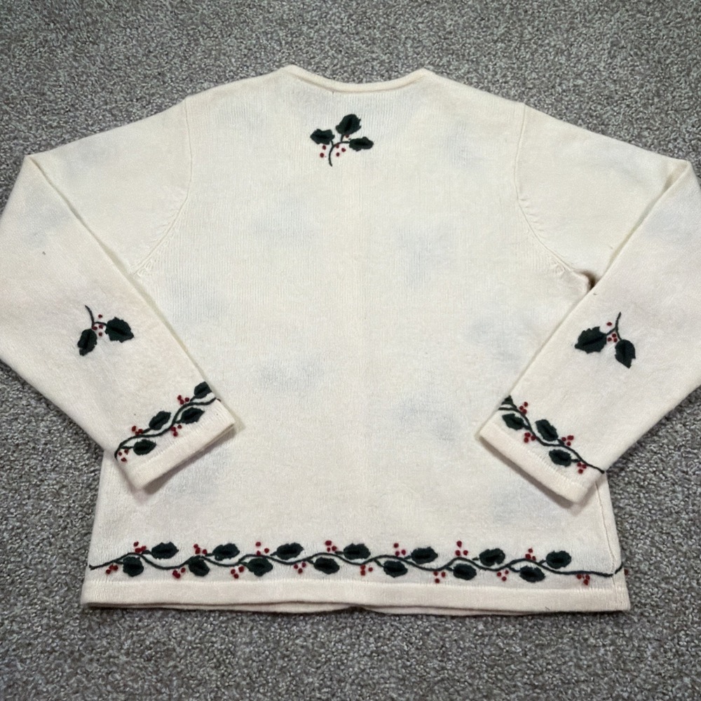 Vintage Holly Berry Lambswool Cardigan Size Large 90s Charter Club - Picture 5 of 8